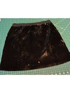 DKNY Black Sequin Mini Skirt Small Goth Party